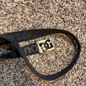 DC Black Webbing Belt with Silver Logo Buckle